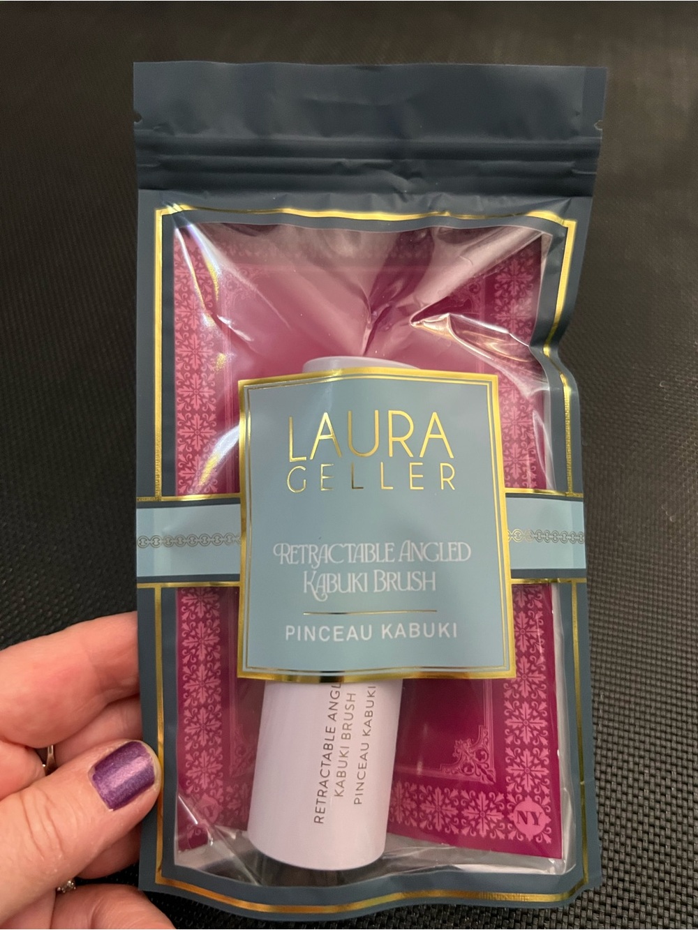 Laura Geller Retractable Angled Kabuki Brush - Pale Pink & Gold